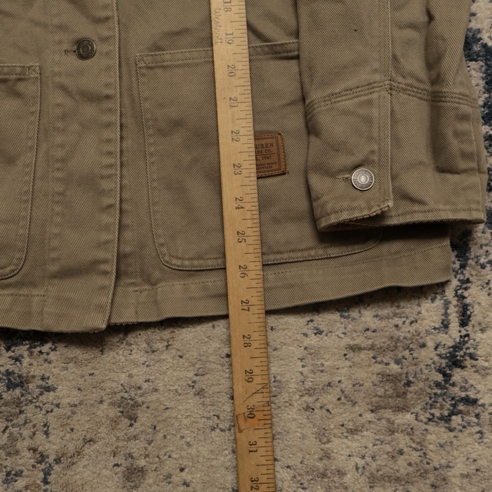 Ralph Lauren Jeans Canvas Chore Coat Barn Jacket Womens Sm Tan Corduroy Collar - Picture 4 of 10